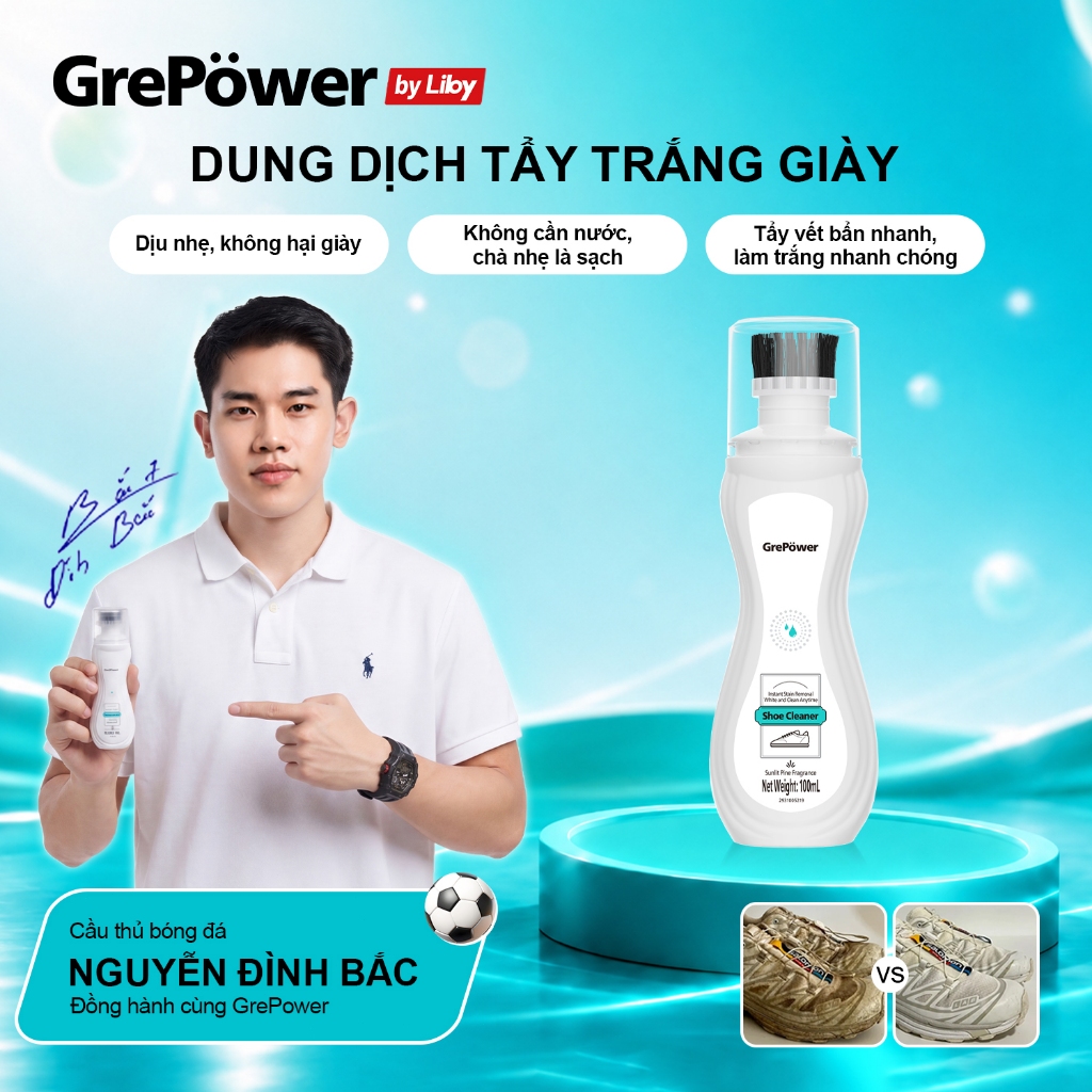 Chai tẩy trắng giày GrePower - Lau là sạch, không cần giặt!