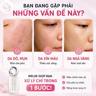 Kem Nền WEIJIE Kiềm Dầu Che Phủ Nhẹ Tự Nhiên 5 Tone Màu Lâu Trôi Mỏng Nhẹ Cho Mọi Loại Da