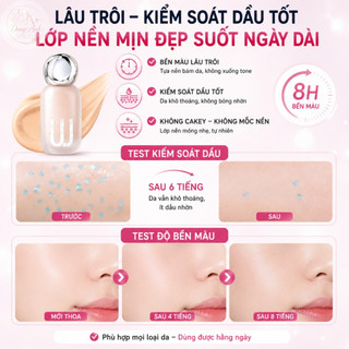 Kem Nền WEIJIE Kiềm Dầu Che Phủ Nhẹ Tự Nhiên 5 Tone Màu Lâu Trôi Mỏng Nhẹ Cho Mọi Loại Da
