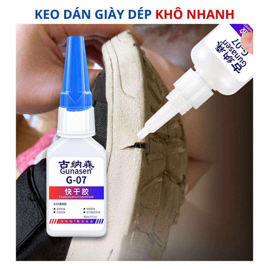 Keo dán giày déo siêu chắc khô nhanh G-07 Gunasen dùng cho các loại giày dép an toàn cho da tay 20g