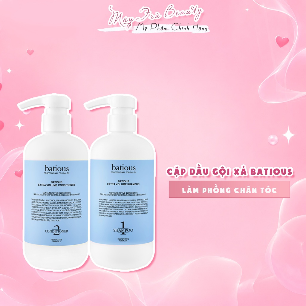 Dầu Gội, Xả Batious Xanh Dành Cho Da Dầu, Làm Phồng Chân Tóc 500ml-960ml