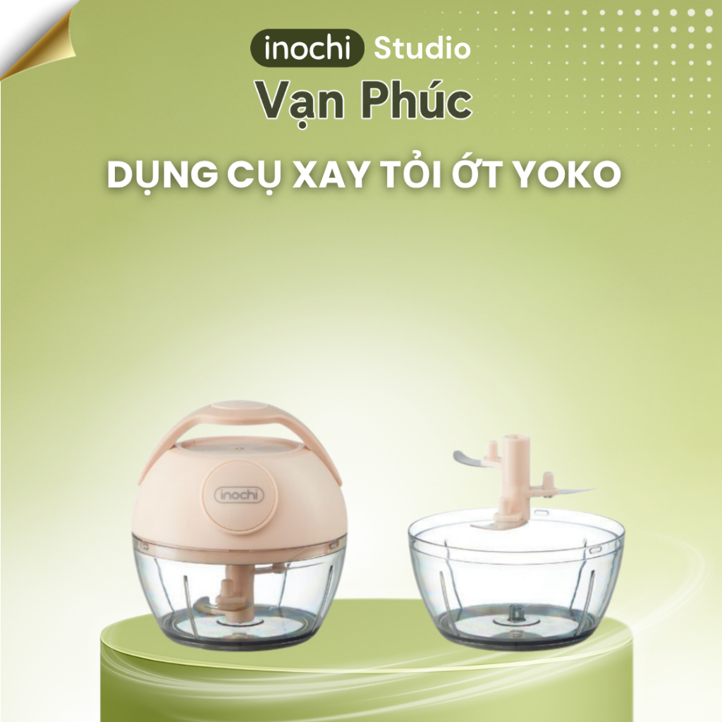 Máy xay tỏi ớt cầm tay Inochi Yoko, dụng cụ băm rau củ quả mini tiện lợi (Nhiều dung tích)
