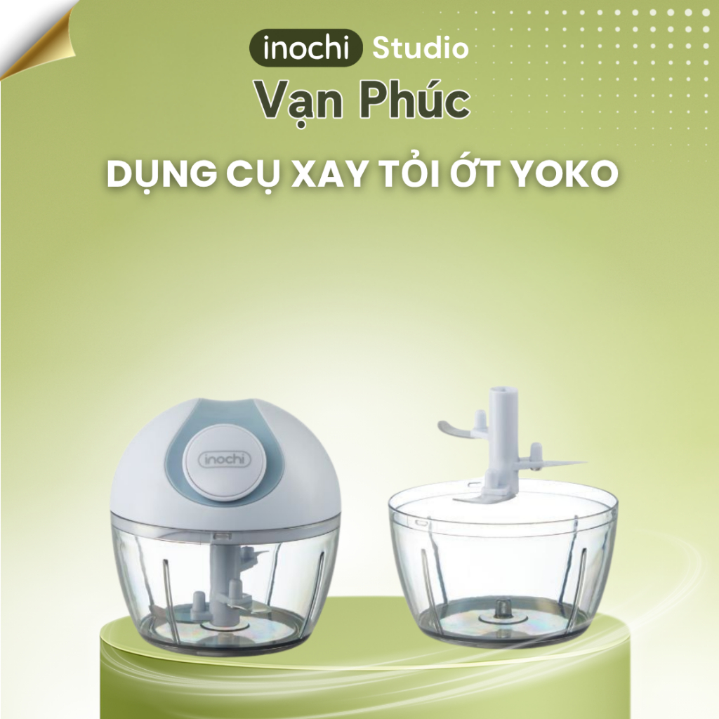 Máy xay tỏi ớt cầm tay Inochi Yoko, dụng cụ băm rau củ quả mini tiện lợi (Nhiều dung tích)