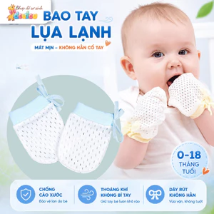 Bao Tay Sơ Sinh Cao Cấp Lụa Lạnh Chống Trầy Xước DouDou Thoáng Khí Mùa Hè Cho Bé Trai Bé Gái A49