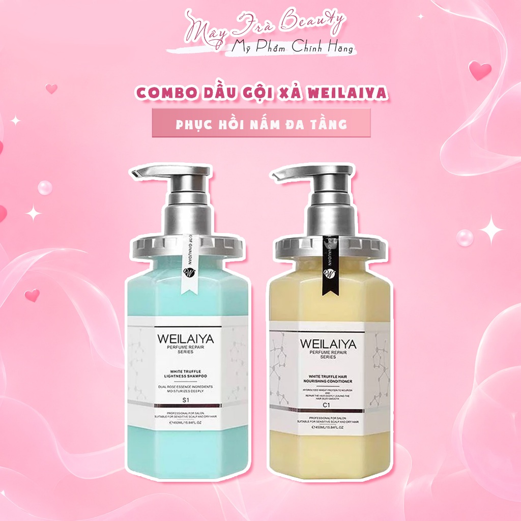 Combo Dầu Gội Xả phục hồi nấm đa tầng Truffle WEILAIYA 450ml tặng set mini