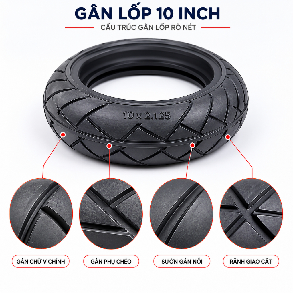 Lốp Xe Điện 10 x 2.125 HOMESHEEL – Bền Bỉ, Bám Đường Tốt, Chống Rò Rỉ Hiệu Quả