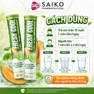 Fresh Cool Vị Dưa Lưới – Viên Sủi Thanh Mát, Hỗ Trợ Mát Gan, Giảm Cảm Giác Nóng Trong, Tuýp 20 Viên