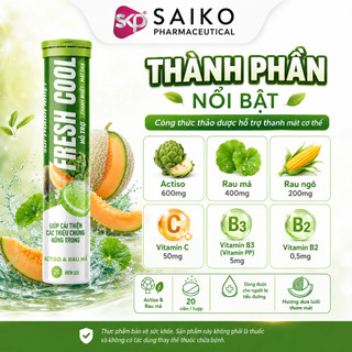 Fresh Cool Vị Dưa Lưới – Viên Sủi Thanh Mát, Hỗ Trợ Mát Gan, Giảm Cảm Giác Nóng Trong, Tuýp 20 Viên