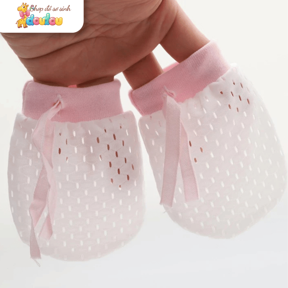 Bao Tay Sơ Sinh Lụa Lạnh Chống Trầy Xước DouDou Thoáng Khí Mùa Hè Cho Bé A49
