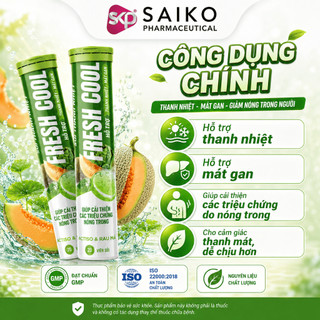 Fresh Cool Vị Dưa Lưới – Viên Sủi Thanh Mát, Hỗ Trợ Mát Gan, Giảm Cảm Giác Nóng Trong, Tuýp 20 Viên