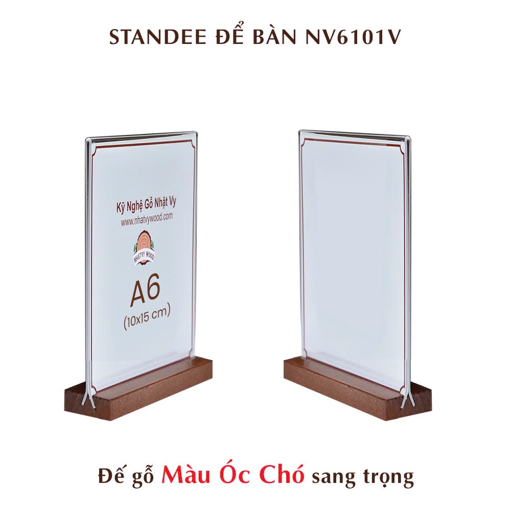 Menu Để Bàn, Standee Menu Đế Gỗ Cao Cấp A6, A5, A4 NHATVYWOOD