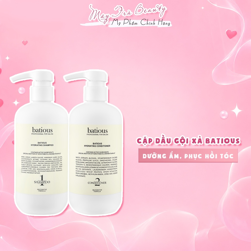 Dầu Gội, Xả Batious Trắng Dành Cho Tóc Khô Xơ, Phục Hồi Chẻ Ngọn 500ml-960ml