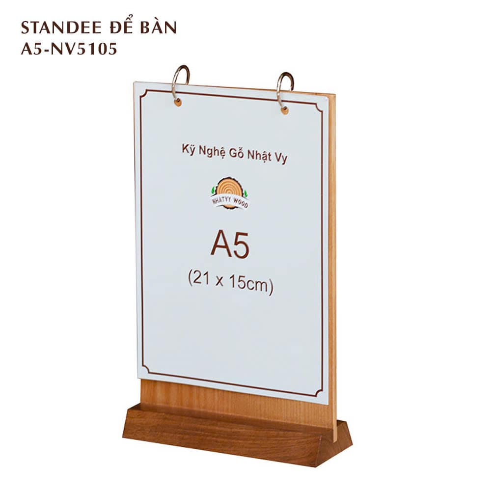 Menu Để Bàn, Standee Menu Đế Gỗ Cao Cấp A6, A5, A4 NHATVYWOOD