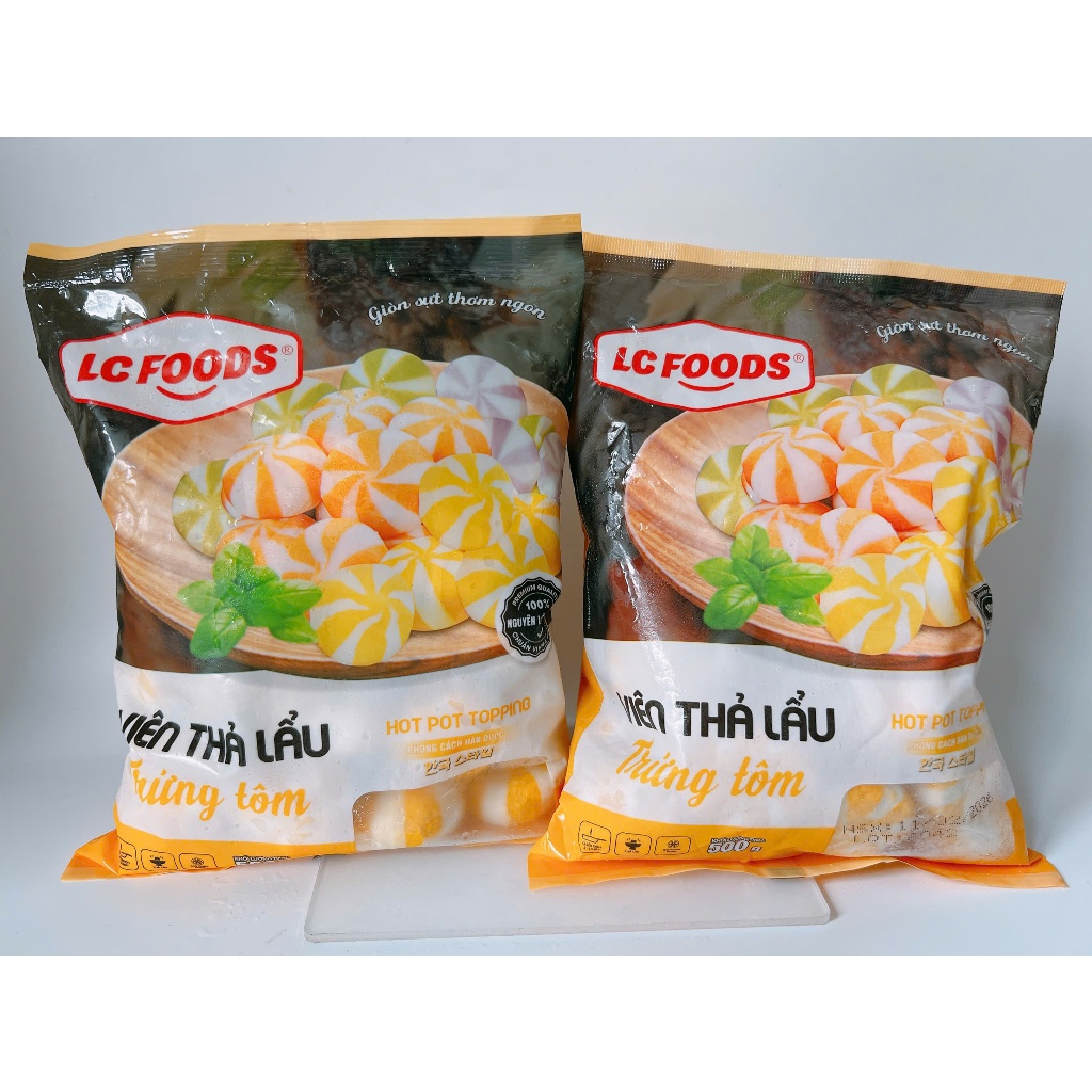 500g viên bánh bao thả lẩu nhân trứng tôm_màu vàng