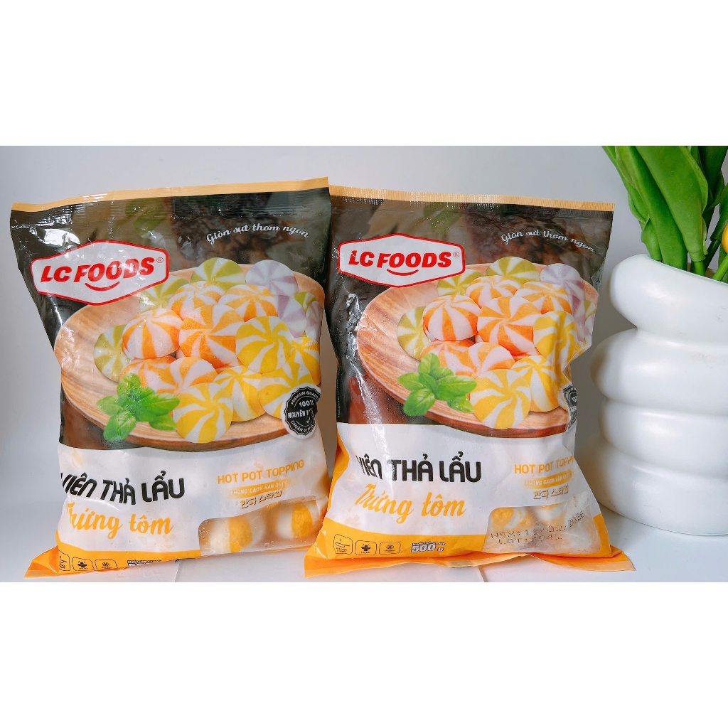 500g viên bánh bao thả lẩu nhân trứng tôm_màu vàng