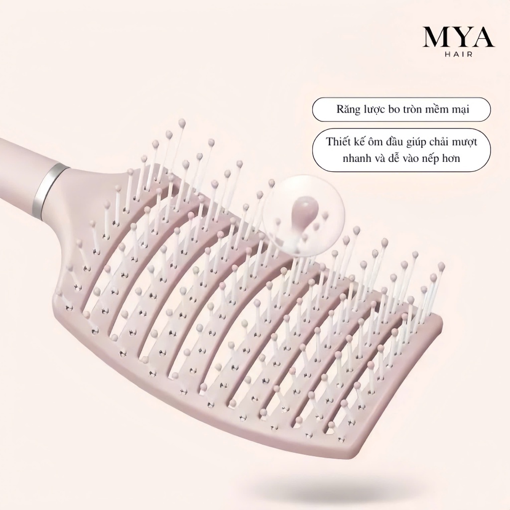 Lược Chải Tóc MYA Hair Màu Hồng Nhẹ, Thiết Kế Hiện Đại, Phù Hợp Cho Mọi Loại Tóc