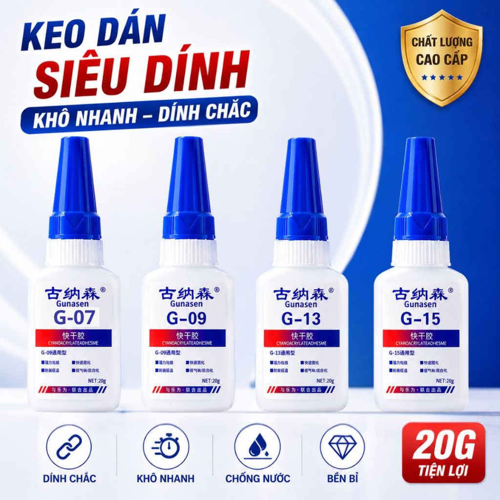 Keo dán đa năng trong suốt Gunasen kháng nước siêu dính nhanh khô siêu chắc 20g