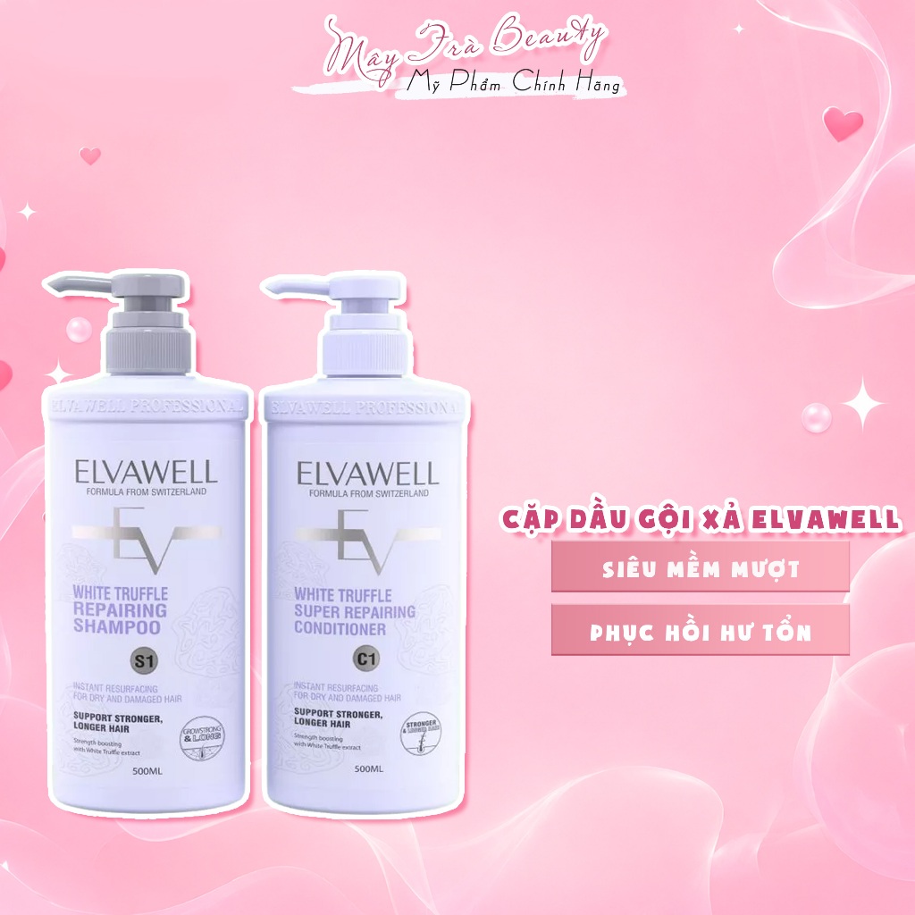 Dầu Gội, Xả Elvawell Tím Dành Cho Tóc Khô Xơ, Siêu Mềm Mượt, Phục Hồi Hư Tổn 500ml - 1000ml