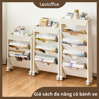 Kệ Sách Di Động Có Bánh Xe LoviOffice 9168 - 9180 - Giá Sách Đứng Nhiều Tầng Tích Hợp Khay Đựng Bút Cạnh Bàn Học