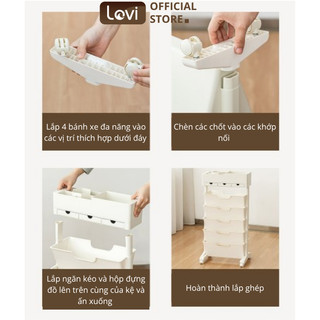 Kệ Sách Di Động Có Bánh Xe LoviOffice 9168 - 9180 - Giá Sách Đứng Nhiều Tầng Tích Hợp Khay Đựng Bút Cạnh Bàn Học