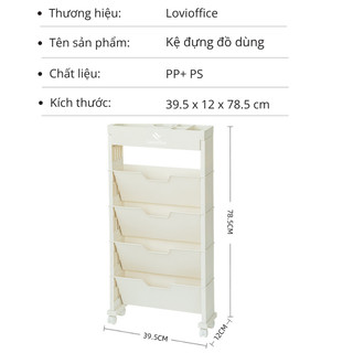 Kệ Sách Di Động Có Bánh Xe LoviOffice 9168 - 9180 - Giá Sách Đứng Nhiều Tầng Tích Hợp Khay Đựng Bút Cạnh Bàn Học
