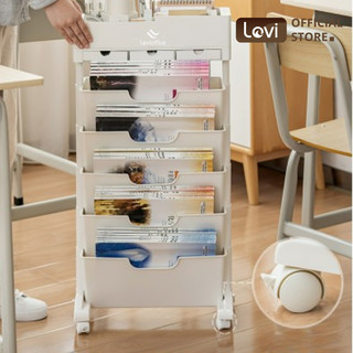 Kệ Sách Di Động Có Bánh Xe LoviOffice 9168 - 9180 - Giá Sách Đứng Nhiều Tầng Tích Hợp Khay Đựng Bút Cạnh Bàn Học