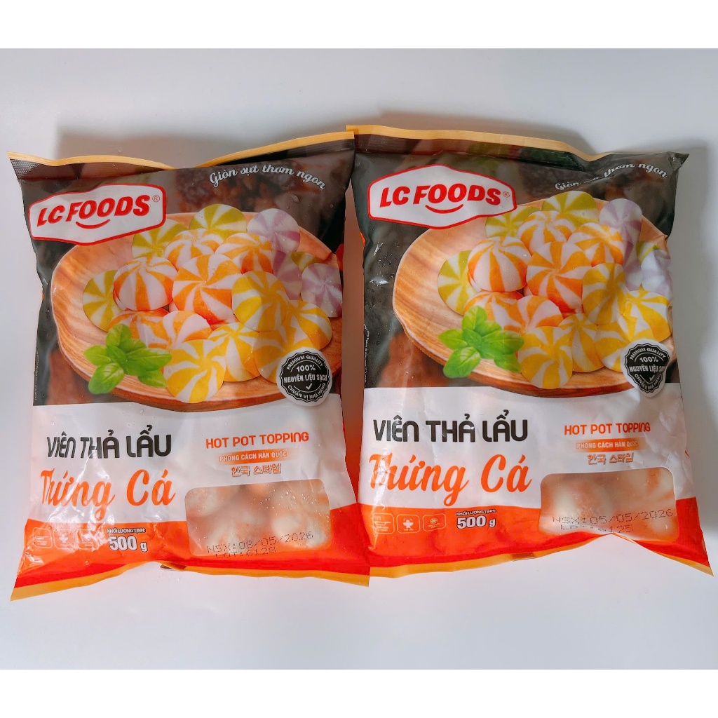 Viên Bánh bao Nhân Trứng Cá ( Lacusia), Gói 500g_ Màu Cam