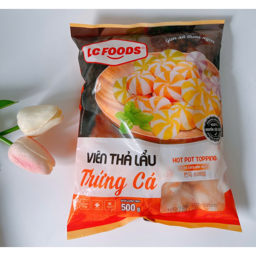 Viên Bánh bao Nhân Trứng Cá ( Lacusia), Gói 500g_ Màu Cam