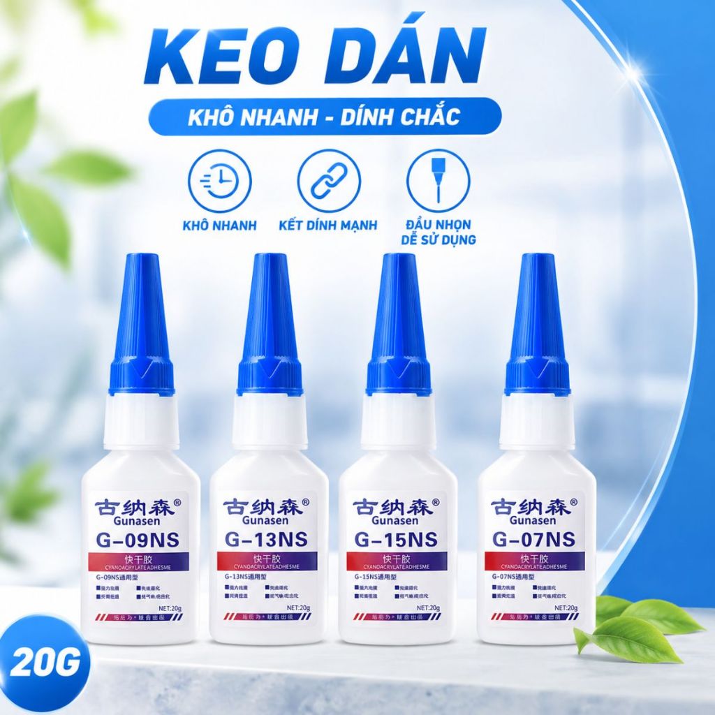 Keo Dán Siêu Dính Gunasen G07NS G09NS G13NS G15NS 20G Khô Nhanh Dính Chắc Chống Nước Đa Năng