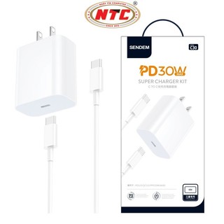 Bộ sạc nhanh SENDEM C30 kèm cáp TypeC to TypeC PD 30W (Trắng) - Phụ Kiện Nhất Tín