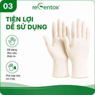 [CÓ BỘT] Găng Tay Y Tế, Latex Nhập Khẩu Regentox 100 Chiếc/Hộp - Bao Tay Cao Su Tự Nhiên, Đầu Ngón Nhám Chống Trượt
