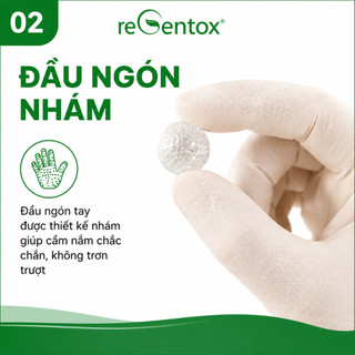 [CÓ BỘT] Găng Tay Y Tế, Latex Nhập Khẩu Regentox 100 Chiếc/Hộp - Bao Tay Cao Su Tự Nhiên, Đầu Ngón Nhám Chống Trượt