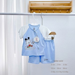 Bộ cộc tay cho bé 0-9 tháng khuy cài chéo phối màu họa tiết cute chất mềm mát thấm hút mồ hôi - SS8