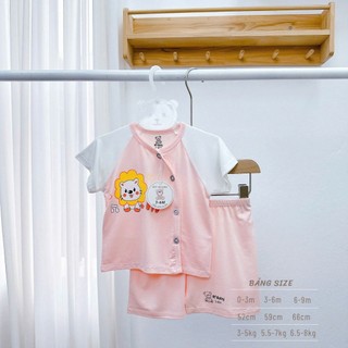 Bộ cộc tay cho bé 0-9 tháng khuy cài chéo phối màu họa tiết cute chất mềm mát thấm hút mồ hôi - SS8