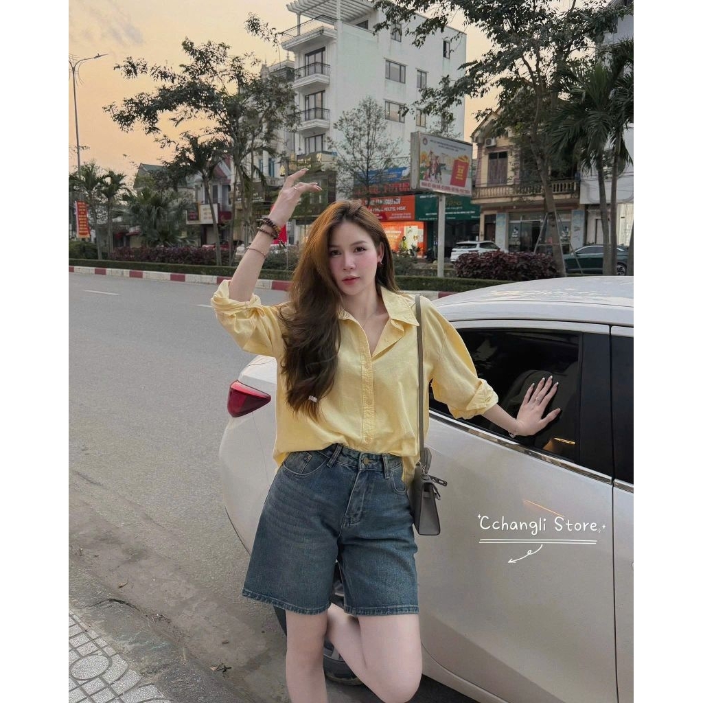 [𝑯𝒂 𝑨𝒏𝒉] Áo Sơ Mi Dài Thô Tăm Trơn QCL1: #961