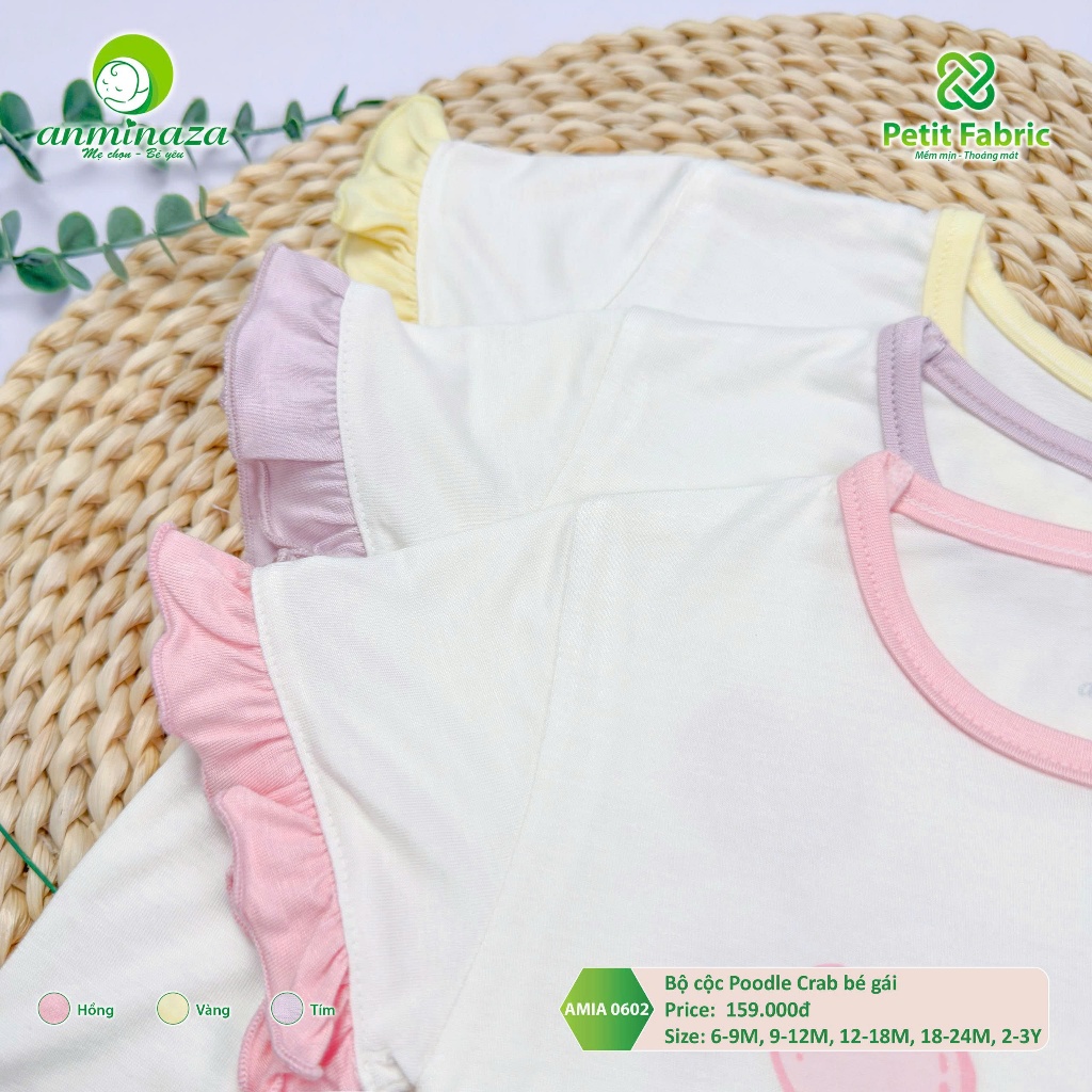 Bộ Cộc Bé Gái Poodle Crab Anminaza Đáng Yêu Vải Petit Mềm Mịn Co Dãn - Hàng Chính Hãng AMI0602