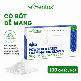 [CÓ BỘT] Găng Tay Y Tế, Latex Nhập Khẩu Regentox 100 Chiếc/Hộp - Bao Tay Cao Su Tự Nhiên, Đầu Ngón Nhám Chống Trượt