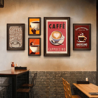 Tranh Treo Tường Quán Cafe, Quầy Bar, Nhà Hàng Retro Khung Vintage BH260 - Tranh Canvas Decor Phong Cách Retro Cổ Điển