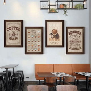 Tranh Treo Tường Quán Cafe, Quầy Bar, Nhà Hàng Retro Khung Vintage BH260 - Tranh Canvas Decor Phong Cách Retro Cổ Điển
