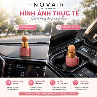 Nước hoa ô tô cao cấp NOVAIR hương Hoa Hồng Tuyết tùng, tinh dầu thơm xe khử mùi hôi dung tích 50ml