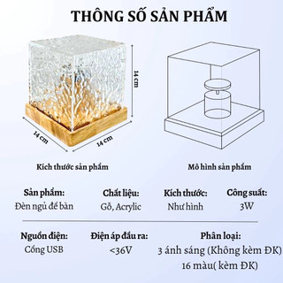 Dèn ngủ đèn nước đèn không khí Đế gỗ lãng mạn Đèn phòng ngủ dành cho các cặp đôi với thiết kế đẹp mắt