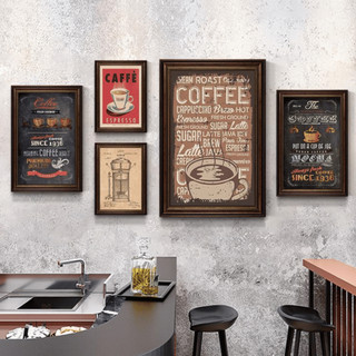 Tranh Treo Tường Quán Cafe, Quầy Bar, Nhà Hàng Retro Khung Vintage BH260 - Tranh Canvas Decor Phong Cách Retro Cổ Điển