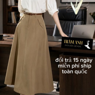 chân vây dáng dài công sở- thanh lịch  hiện đại.Form váy:dáng chữ A dài midi,độ xòe nhẹ