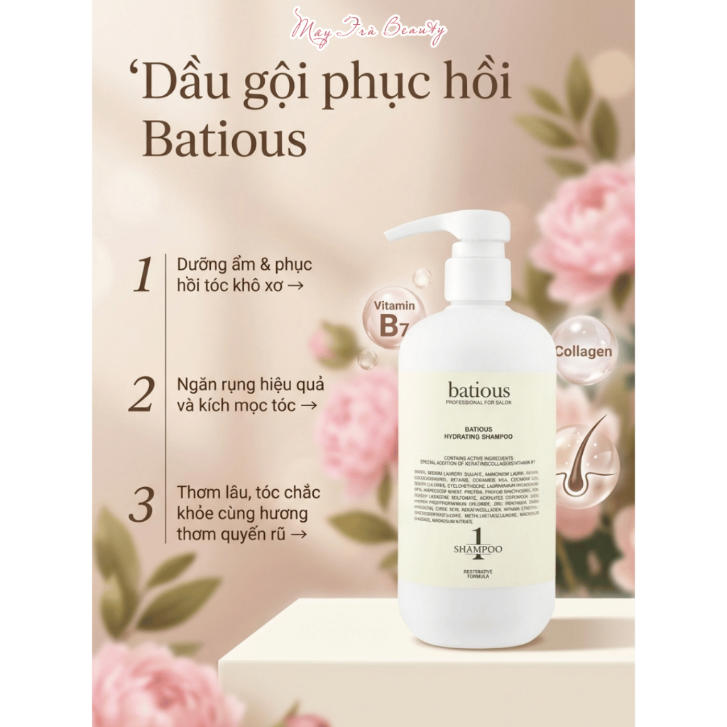 Cặp Dầu Gội Xả Batious Phục Hồi Hư Tổn Đa Tầng, Tái Tạo Nang Tóc, Ngăn Gàu, Kiềm Dầu 500ml-960ml