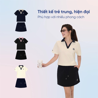 Set Váy Nữ GUNO Áo Polo Phối Màu Form Basic Đẹp Cotton Interlock Mềm Thoáng Mát 26VG54