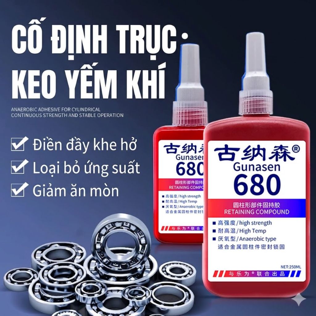 Keo Khóa Ren Gunasen 243 263 277 638 680 50ml Chống Rung Chống Tuột Ren Cố Định Bu Lông Ốc Vít