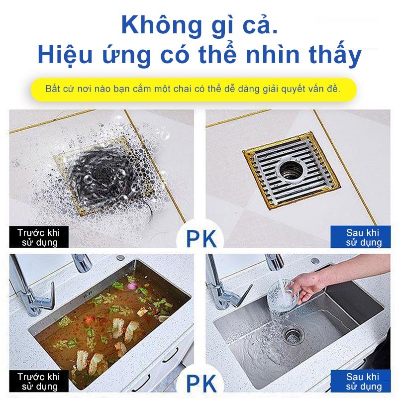 Chất Thông Cống Thông Tắc Bồn Cầu Chai 500ML Thông Tắc bồn rửa bát, lavabo, cực mạnh.