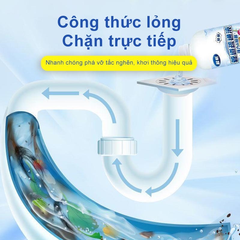 Chất Thông Cống Thông Tắc Bồn Cầu Chai 500ML Thông Tắc bồn rửa bát, lavabo, cực mạnh.