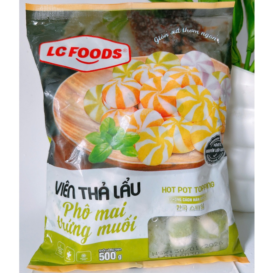 Gói 500g Viên Bánh bao nhân Trứng muối Phô mai Lacusina (màu xanh)