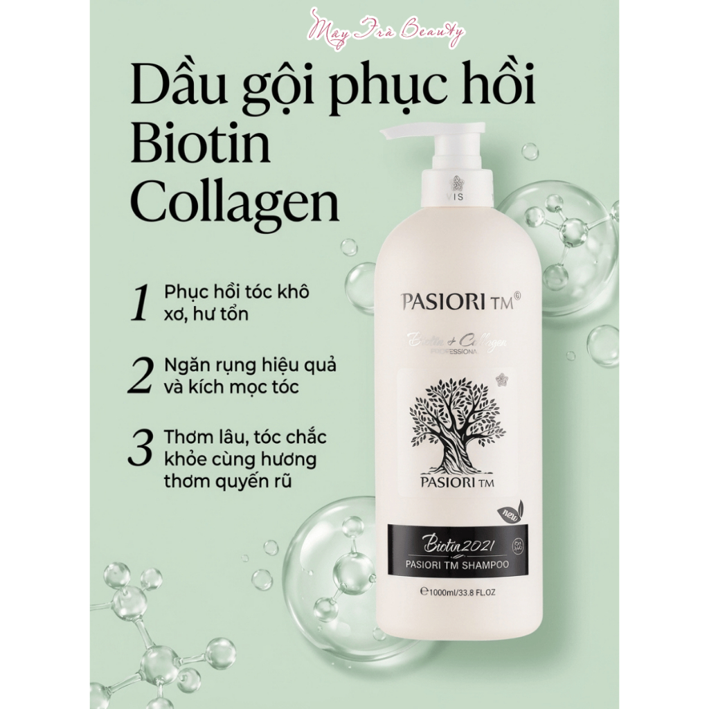 Cặp Dầu Gội Xả Biotin Collagen Giúp giảm rụng tóc, ngăn gàu, kiềm dầu, phục hồi hư tổn 500ml/1000ml